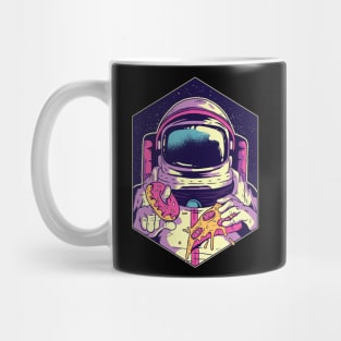 Astronaut eating Donut and Pizza Mug